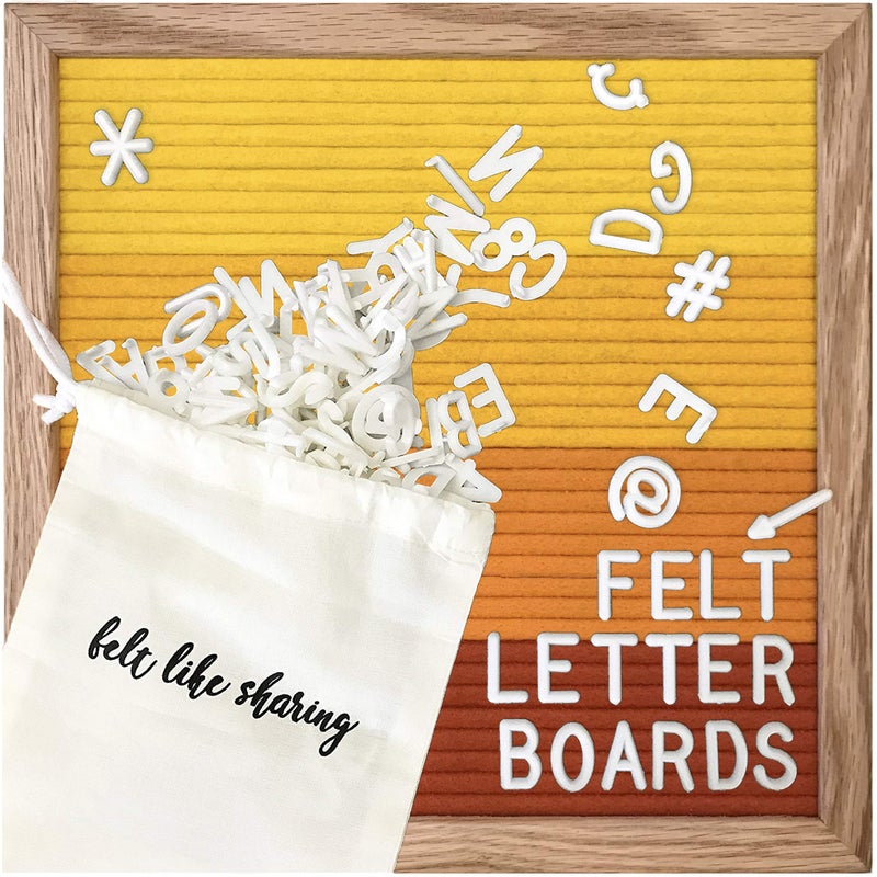 Felt Like Sharing Square Letter Board (Sunburst Felt - 10â€x10â€) â€“ Changeable Message Board w/3 Sets of Felt Board Letters for Home, Office, & Aesthetic Room Decor â€“ Wall Letterboard Signs In Oak Frame - Image 1